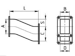 Утка вентиляционная прямоугольная УВЗ Виброзоляторы и виброопоры #2